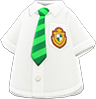 Green necktie short-sleeved uniform top