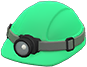 Green safety helmet with lamp