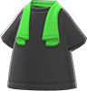 Green towel & black shirt tee and towel