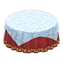Large covered round table|Wine red Undercloth Light blue