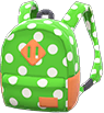 Lime polka-dot backpack