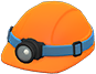 Orange safety helmet with lamp