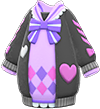Purple ribbons & hearts knit dress