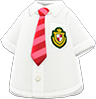 Red necktie short-sleeved uniform top