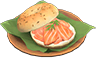 Salmon bagel sandwich