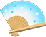 Sky-blue folding fan