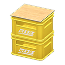 Stacked bottle crates|White logo Logo Yellow