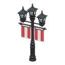 Street lamp with banners|Red Banner color Black