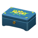 Wooden music box|Yellow flowers Lid design Blue
