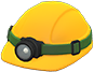 Yellow safety helmet with lamp