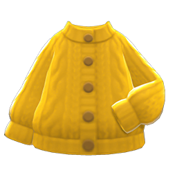 Aran-knit Cardigan Yellow