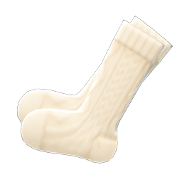 Aran-knit Socks White