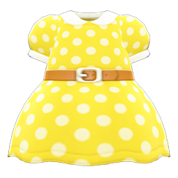 Belted Dotted Dress Yellow