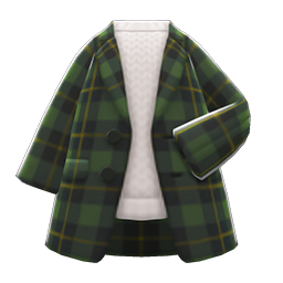 Checkered Chesterfield Coat Green