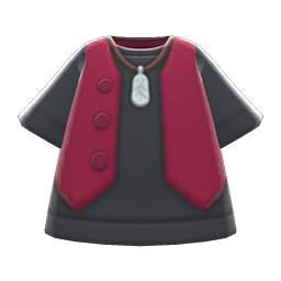 Gilet And Shirt Red