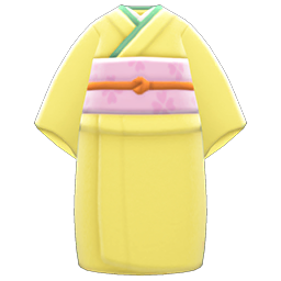Simple Visiting Kimono Yellow