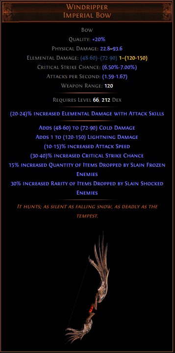 path of exile best prophecy - wind and thunder - windripper imperial bow