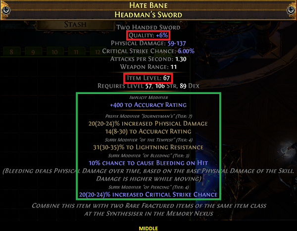 path of exile 3.6 synthesis mechanics - item modifiers 2