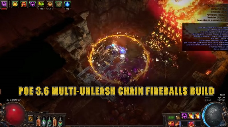 path of exile 3.6 multi-unleash chain fireballs build