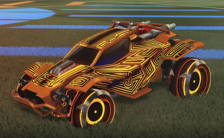 Rocket league Twinzer Burnt Sienna design with Irradiator,Labyrinth