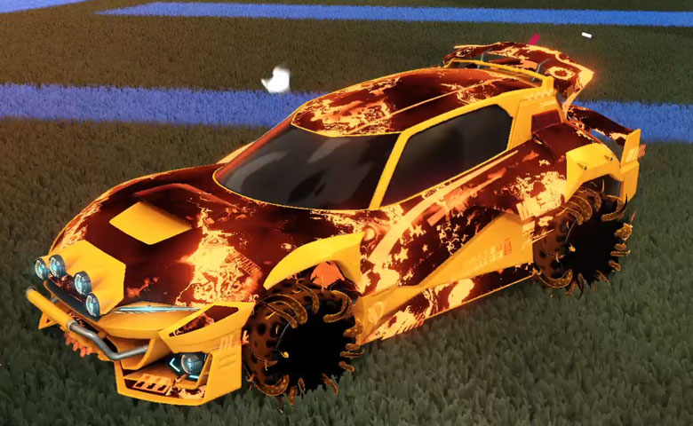 Rocket league Mudcat GXT Orange design with Creeper,Fire God