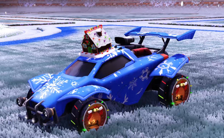 Rocket league Octane Cobalt design with Holiday Hearth,Sleet Creeps,Gingerbread House