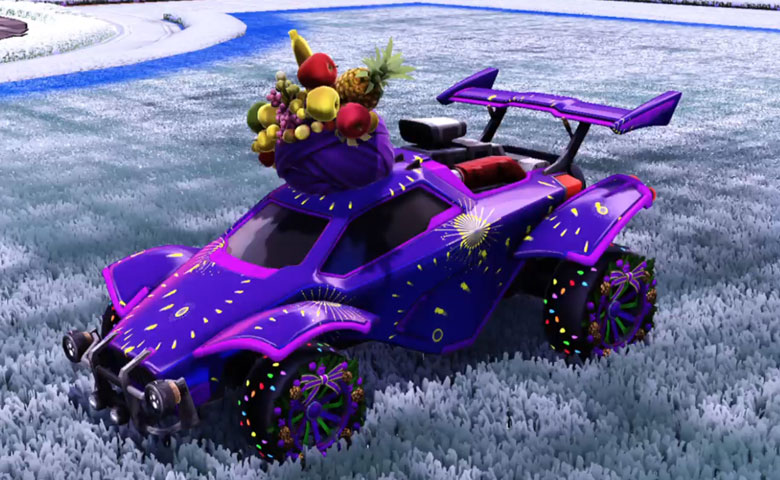 Rocket league Octane Purple design with Christmas Wreath,Fireworks,Fruit Hat