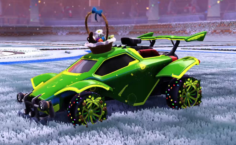 Rocket league Octane  Lime design with Christmas Wreath,Fireworks,Easter Basket