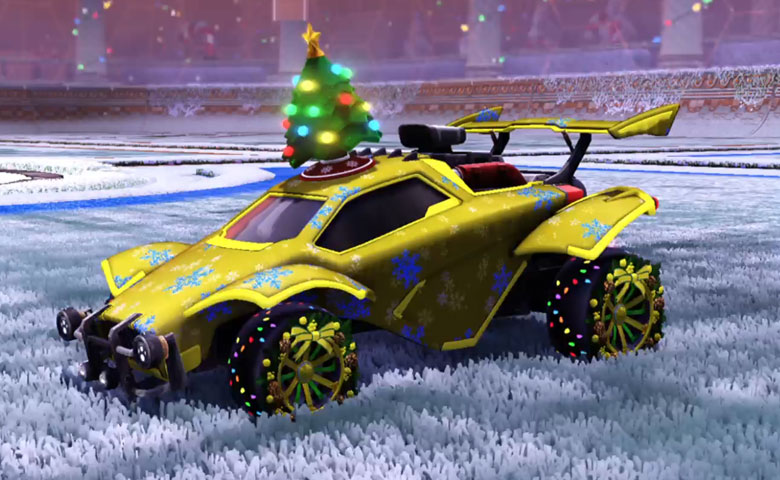 Rocket league Octane Saffron design with Christmas Wreath,Snowstorm,Christmas Tree