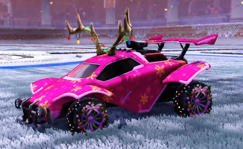Rocket league Octane Pink design with Christmas Wreath,Snowstorm,Blitzen