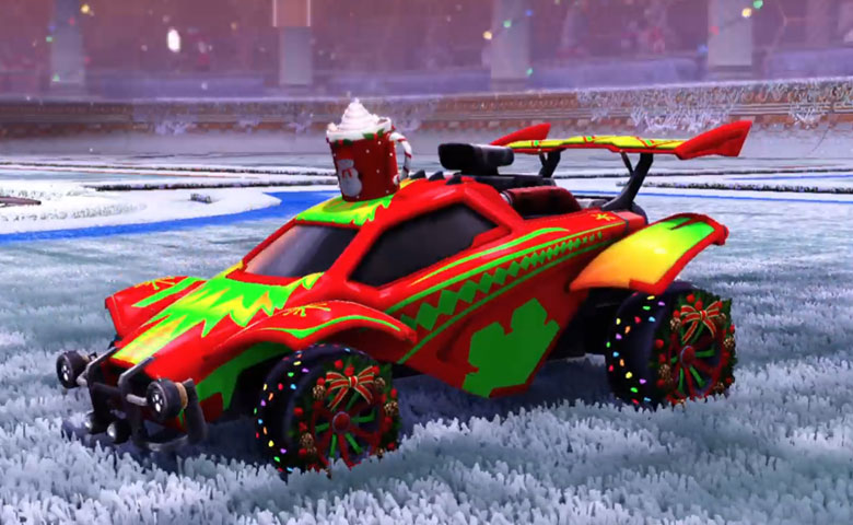 Rocket league Octane  Crimson design with Christmas Wreath,Christmas Tree,Christmas Cocoa