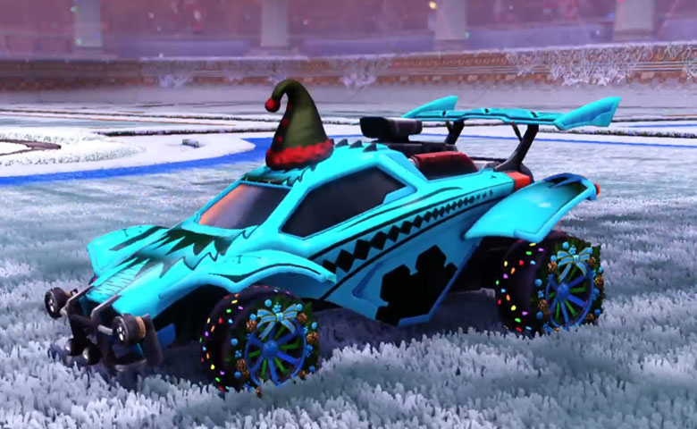 Rocket league Octane  Sky Blue design with Christmas Wreath,Christmas Tree,Helper Elf