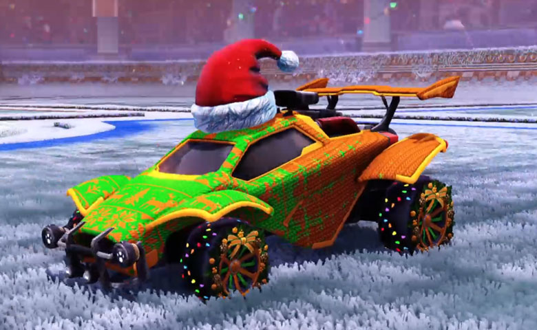 Rocket league Octane Orange design with Christmas Wreath,Cold Sweater,Santa