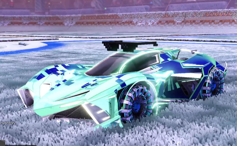 Rocket league Chikara GXT Titanium White design with Shima,Parallax ,Pixelated Shades,Tachyon III