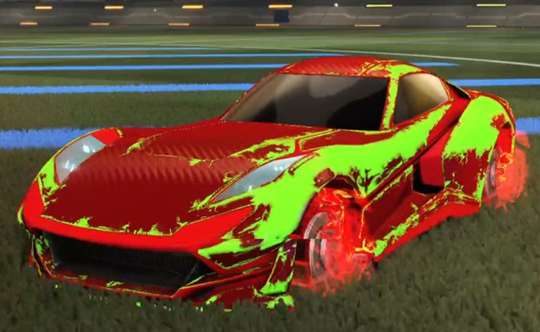 Rocket league Komodo Crimson design with Rocket Forge II,Heatwave