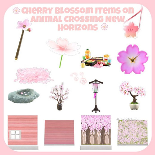Animal Crossing New Horizons Cherry Blossom Item Set