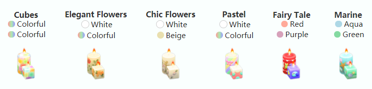 ACNH Mom's Candle Set Variations