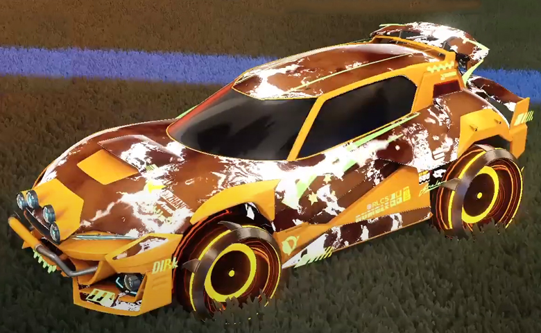 Rocket league Mudcat GXT Orange design with Irradiator,Fire God