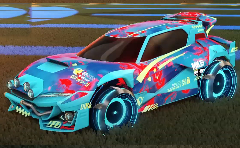 Rocket league Mudcat GXT Sky Blue design with Irradiator,Fire God