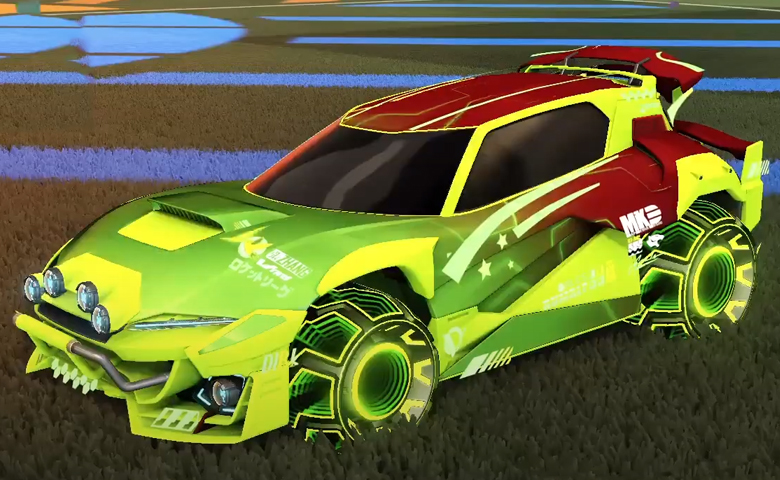 Rocket league Mudcat GXT Lime design with DRN,Mainframe