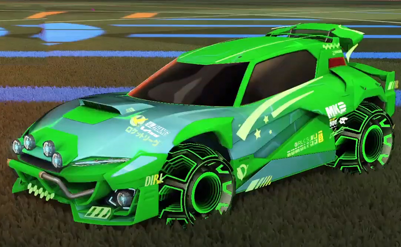 Rocket league Mudcat GXT Forest Green design with DRN,Mainframe