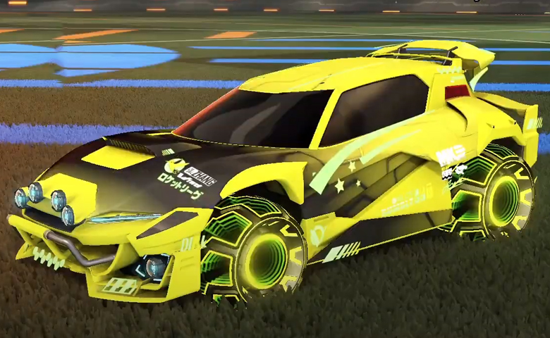 Rocket league Mudcat GXT Saffron design with DRN,Mainframe