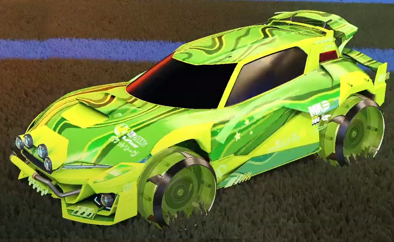 Rocket league Mudcat GXT Lime design with Irradiator,Hydro Paint
