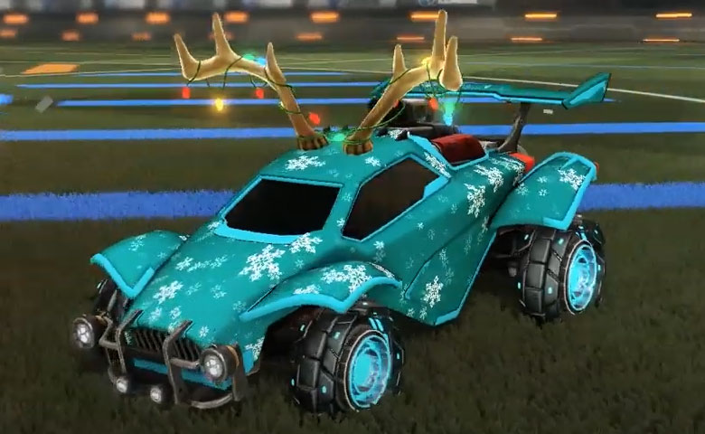 Rocket league Octane Sky Blue design with Rocket Forge II,Snowstorm,Blitzen