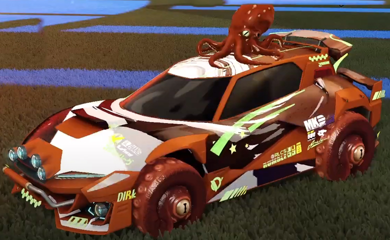 Rocket league Mudcat GXT Burnt Sienna design with Cephalo,Storm Watch