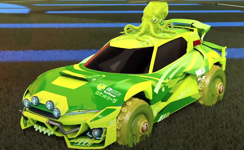 Rocket league Mudcat GXT Lime design with Cephalo,Storm Watch