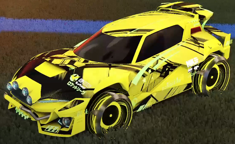 Rocket league Mudcat GXT Saffron design with Irradiator,Slipstream