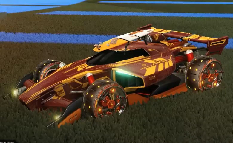 Rocket league Animus GP Burnt Sienna design with Daemon-Kelpie,Zhangtek,Surfboard