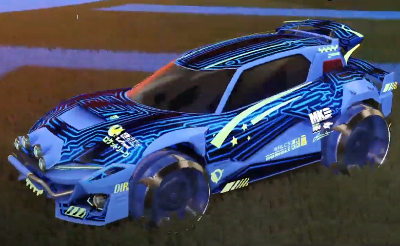 Rocket league Mudcat GXT Cobalt design with Irradiator,Labyrinth