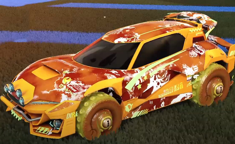 Rocket league Mudcat GXT Orange design with Cephalo,Fire God